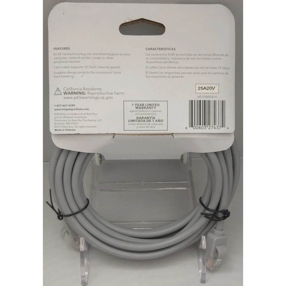 Insignia - 14ft Cat-6 Network Cable -‎ Ethernet RJ45 - 10Gbps - NS-PNW5614 - NEW